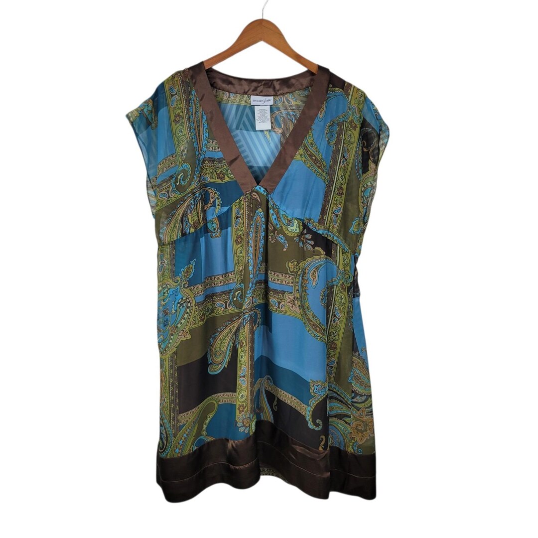 Vintage Y2K Sheer Dress Layered Size 14 Large Paisley Royalcore Blue ...