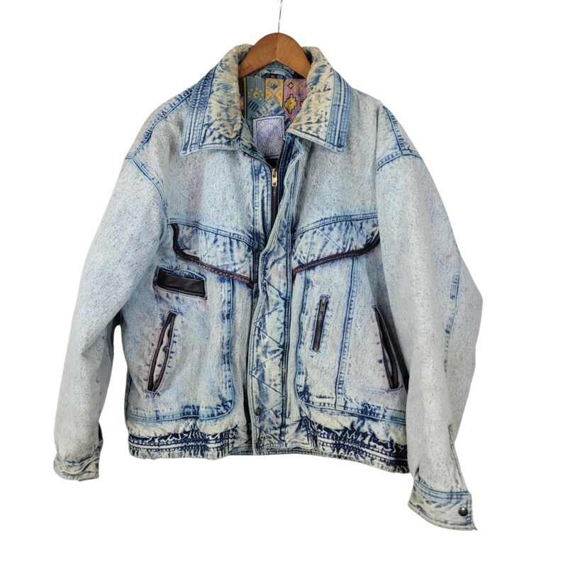 Vintage Denim Chore Coat Filt Distressed Workwear Jacket Herr XL Destroyed bild 2