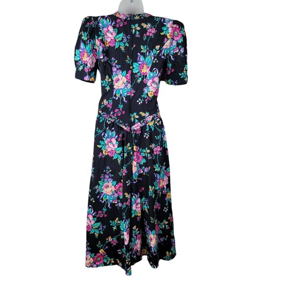 Vintage 80s Party Dress size 4/6 Small Floral Mid… - image 6