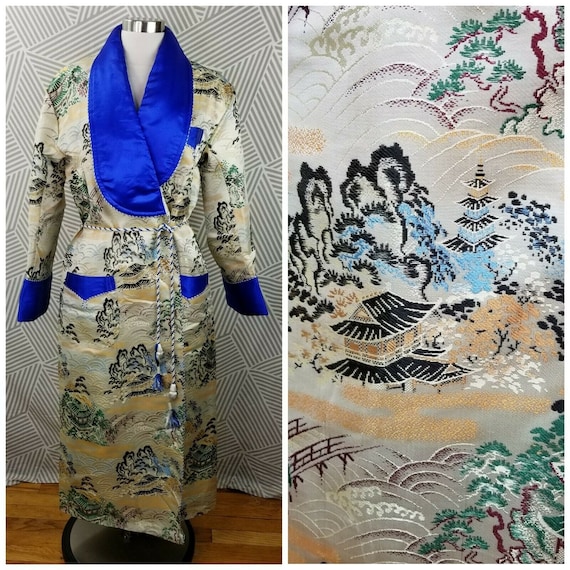 Vintage size Medium Large Silk Kimono Long Robe Em