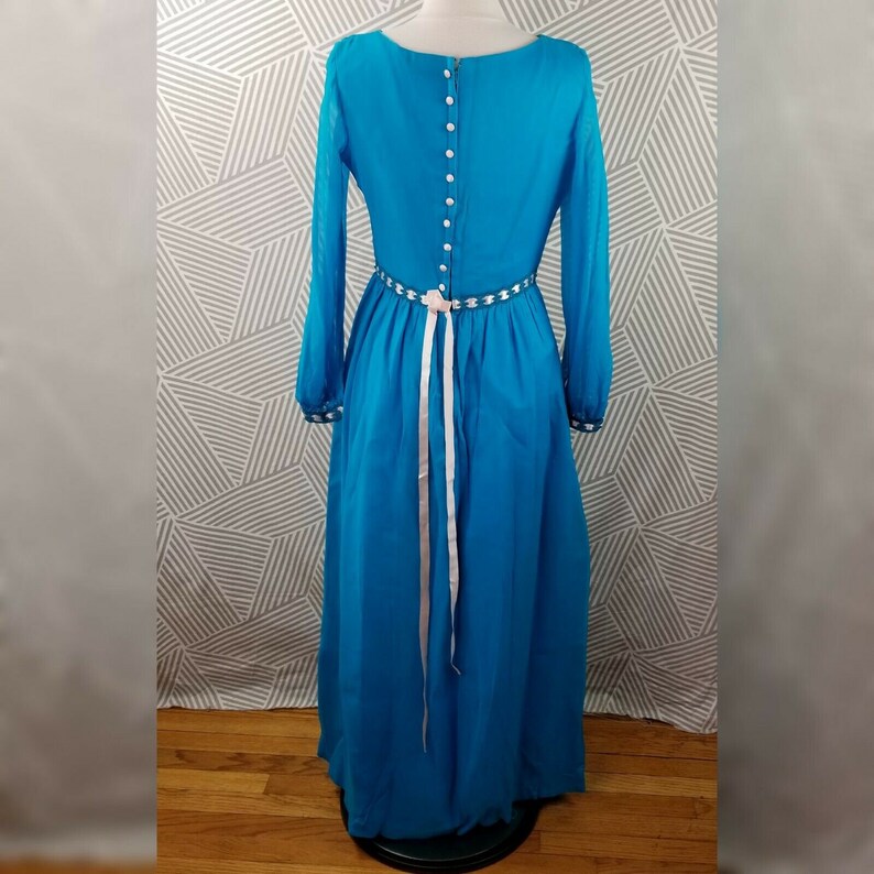 Vintage 1960s Silk Chiffon Gown Dress Hand Made size 810 Small Medium lined