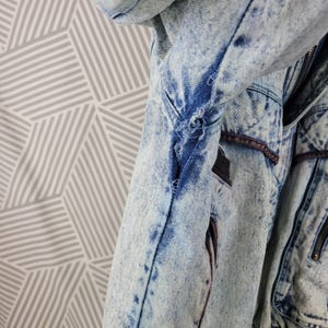 Vintage Denim Chore Coat Filt Distressed Workwear Jacket Herr XL Destroyed bild 7