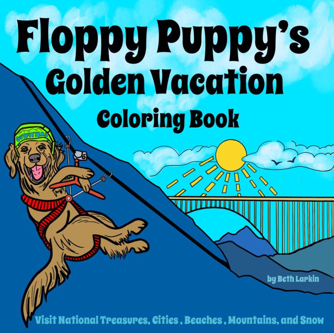 Floppy Puppy’s Golden Vacation Coloring Book, Golden Retriever Coloring ...