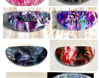 LARGE Custom hard eye glass case, abstract painted glasses case, painted eye glass case, FREE SHIPPING