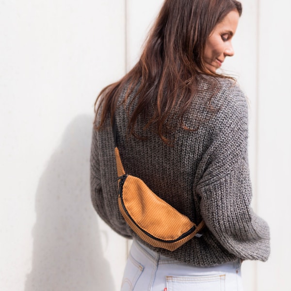 Bum bag cord ochre classic women men unisex hipbag crossbody bag