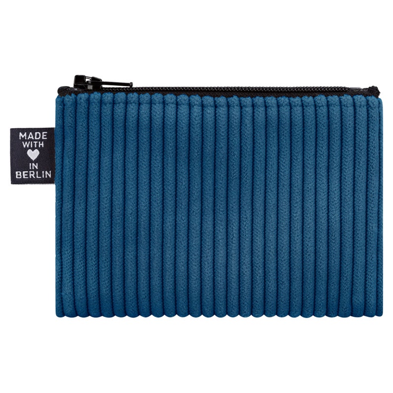 Case small corduroy blue mini vegan hand-sewn in Berlin wallet for children women men unisex mini wallet wallets image 2