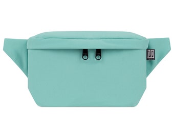 Bumbag softshell aqua bleu carré femmes hommes unisexe hipbag sac à bandoulière