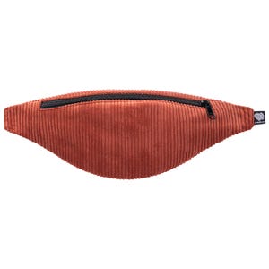 Schmale Bauchtasche Cord Rot Blutorange – Vegan, Handgemacht in Berlin, Unisex Crossbody Bag, Hüfttasche, praktische Hipbag für Damen Herren