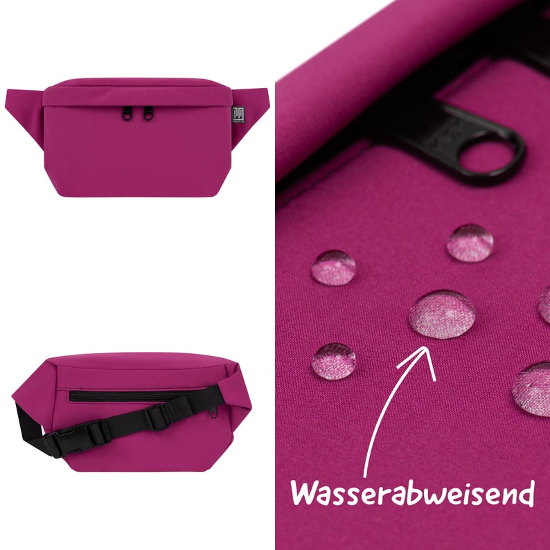 Wasserfeste Bauchtasche aus Softshell, Robuste Outdoor Gürteltasche, Crossbody Bag Damen & Herren mit 3 Fächern, große Hüfttasche eckig Bild 6