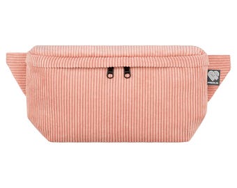 auchtasche Cord Rosa (groß, 3 Fächer) – geräumige Hipbag Crossbody Gürteltasche Damen Herren vegan fair made in Germany (Berlin)