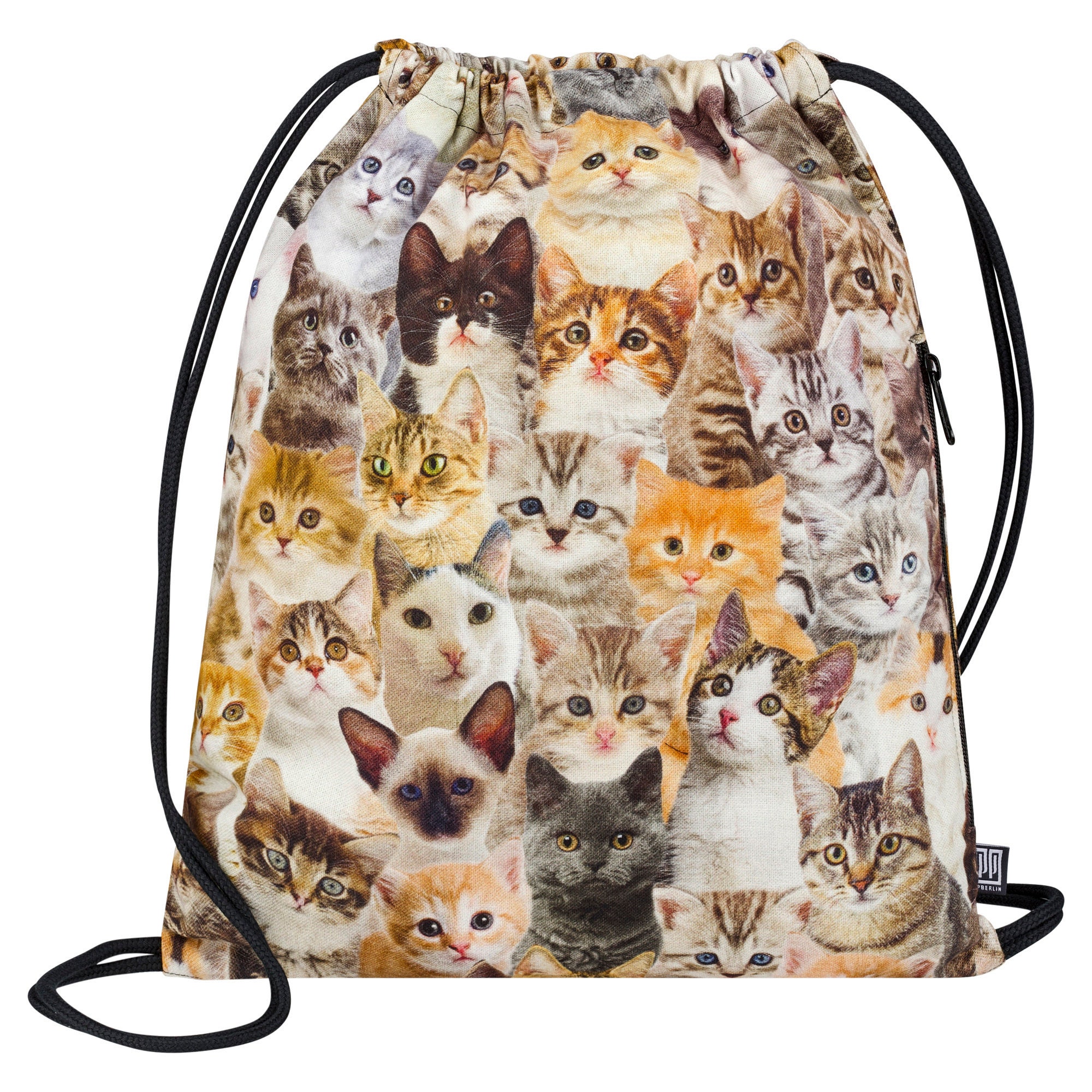 Gym Bag With Zipper Handmade Cat Print Women & Gymbag Etsy UK