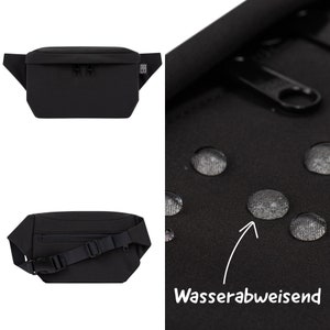 Wasserfeste Bauchtasche aus Softshell, Robuste Outdoor Gürteltasche, Crossbody Bag Damen & Herren mit 3 Fächern, große Hüfttasche eckig Bild 2