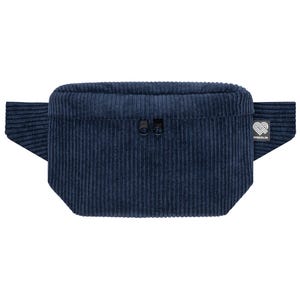 Bauchtasche Cord Dunkelblau (3 Fächer) – eckige Hipbag, Crossbody Gürteltasche Damen und Herren, vegan und fair made in Germany (Berlin)