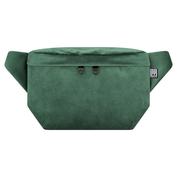 Belly bag velvet green square women men unisex hipbag crossbody bag