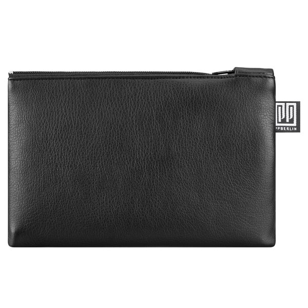 Case Medium Faux Leather Black Vegan Handsewn in Berlin Small pouch for children women men unisex wallets