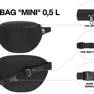 Black bum bag made from marine plastic, sustainable belt bags in many sizes for men and women, robust hip bag made from recycled plastic image 9