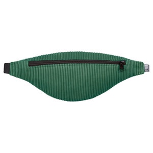 Bum bag cord green, small hip bag made of corduroy, women's bum bag, narrow men's bum bag, crossbody bag with 2 compartments, belt bag image 2