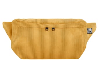 Fanny pack large corduroy yellow women men unisex hipbag crossbody bag