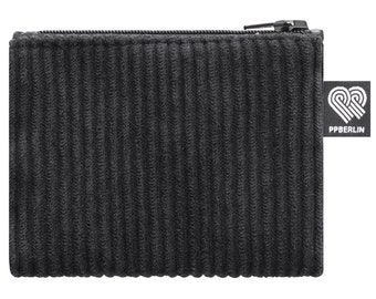 Case small corduroy black mini vegan hand sewn in Berlin wallet for children women men unisex mini wallet purses