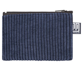 Case small corduroy dark blue mini vegan hand-sewn in Berlin wallet for children women men unisex mini wallet wallets