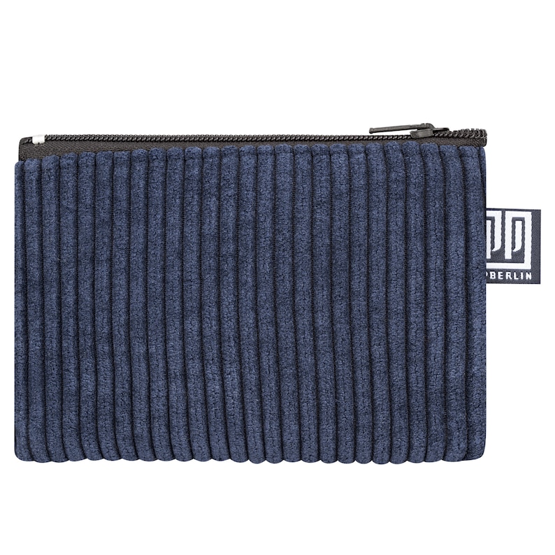 Etui klein Cord dunkelblau Mini Vegan Handgenäht in Berlin Geldbörse für Kinder Damen Herren Unisex Mini-Geldbörse Portemonnaies Bild 1