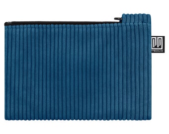 Etui Medium Corduroy Blue Vegan Handsewn in Berlin Small bag for children women men unisex wallets