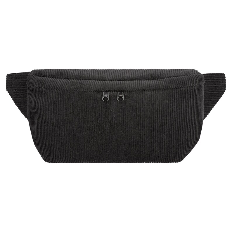 Bum bag large corduroy black, black hip bag corduroy, crossbody bag women & men, large belt bag corduroy with 3 compartments, hip bag corduroy image 2