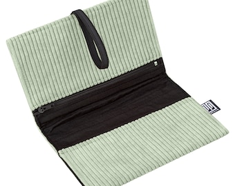 Tabaktasche Tabakbeutel Cord mint Vegan Handgenäht in Berlin für Damen Herren Unisex Tabak Pouch Drehertasche