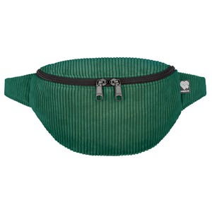 Bauchtasche Cord grün klassisch vegan made in Germany (Berlin) Gürteltasche Damen Herren Crossbody Hipbag 2 Fächer