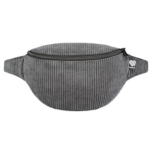 Bauchtasche Cord grau klassisch vegan made in Germany (Berlin) Gürteltasche Damen Herren Crossbody Hipbag 2 Fächer