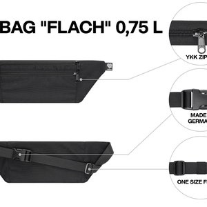 Black bum bag made from marine plastic, sustainable belt bags in many sizes for men and women, robust hip bag made from recycled plastic image 8