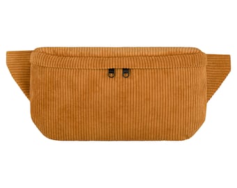 Sac banane grand velours côtelé ocre femme homme unisexe sac banane sac à bandoulière