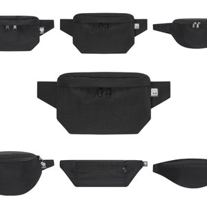 Black bum bag made from marine plastic, sustainable belt bags in many sizes for men and women, robust hip bag made from recycled plastic image 2