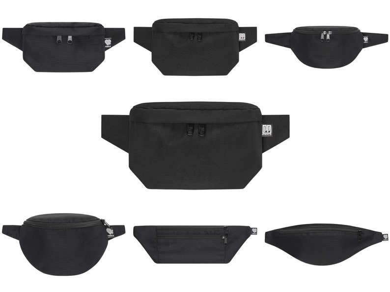 Black bum bag made from marine plastic, sustainable belt bags in many sizes for men and women, robust hip bag made from recycled plastic image 2