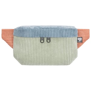 Bauchtasche Cord eckig klein Mint Hellblau Rosa – vegan & fair in Berlin, 2 Fächer, Damen und Herren