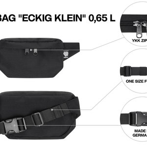 Black bum bag made from marine plastic, sustainable belt bags in many sizes for men and women, robust hip bag made from recycled plastic image 5