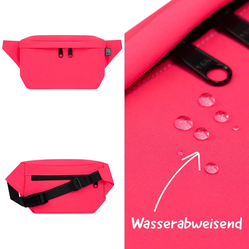 Wasserfeste Bauchtasche aus Softshell, Robuste Outdoor Gürteltasche, Crossbody Bag Damen & Herren mit 3 Fächern, große Hüfttasche eckig Bild 5