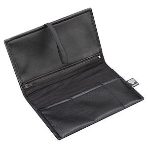 Porta tabacco in similpelle nero (6 scomparti) – borsa con rotelle porta tabacco donna uomo vegano equo made in Germany (Berlino)