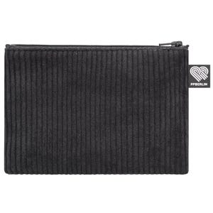 Bolsa mediana de pana negra (bolsa multiusos): neceser, organizador de viaje, bolsa para cables, vegana, de comercio justo, fabricada en Alemania (Berlín).