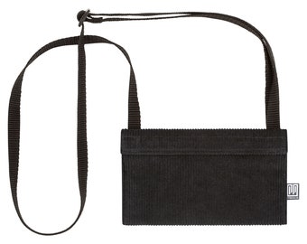 Neck pouch Corduroy Black Small shoulder bag Vegan Handmade in Berlin for women men children unisex