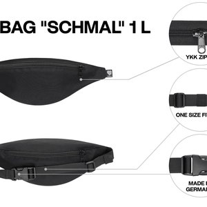 Bauchtasche schwarz aus Meeresplastik, nachhaltige Gürteltaschen in vielen Größen für Damen & Herren, robuste Hipbag aus recyceltem Plastik Bild 7