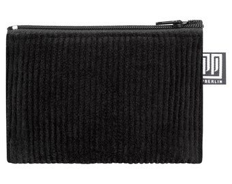 Case small corduroy black mini vegan hand-sewn in Berlin wallet for children women men unisex mini wallet wallets