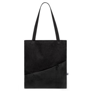 Shopper Bag Cord Black Faux Suede Black Vegan Tote Handsewn in Berlin for Women Men Unisex