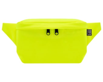 Bauchtasche Softshell neon gelb eckig Damen Herren Unisex Hipbag Crossbody Bag