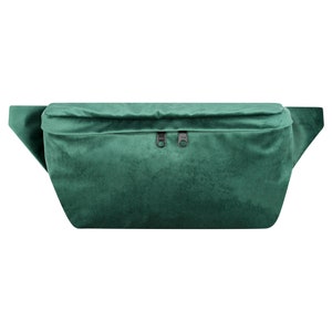 Bum bag large velvet green women men unisex hipbag crossbody bag fanny pack image 1