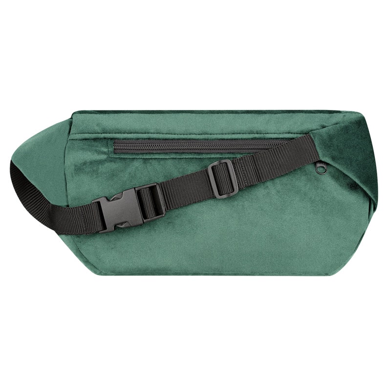 Bum bag large velvet green women men unisex hipbag crossbody bag fanny pack image 2