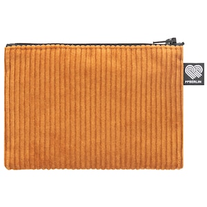 Bolsa mediana de pana ocre (bolsa multiusos): neceser, organizador de viaje, bolsa para cables, vegana, de comercio justo, fabricada en Alemania (Berlín).