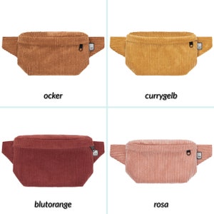 Small square corduroy bum bag, women's & men's corduroy hip bag, mini belt bag with one compartment, small square fannypack, small square hipbag image 4