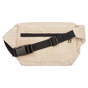 Bum bag cord beige, robust hip bag square, cord hip bag for women & men, crossbody bag cord beige 3 compartments, belt bag with strap image 3
