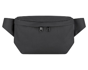 Fanny pack black ripstop, robust belt bag women & men, hip bag with 3 compartments, crossbody bag square, festival hip bag black